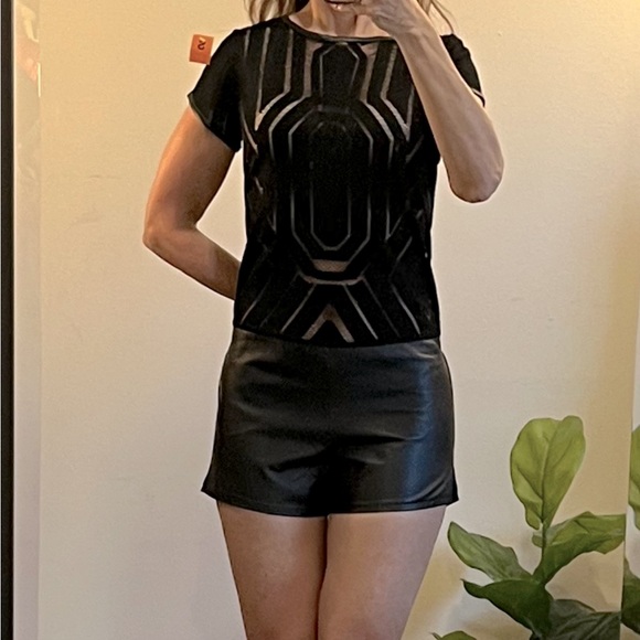 NWT Faux Leather & Lace Short Sleeve Romper - Picture 16 of 16